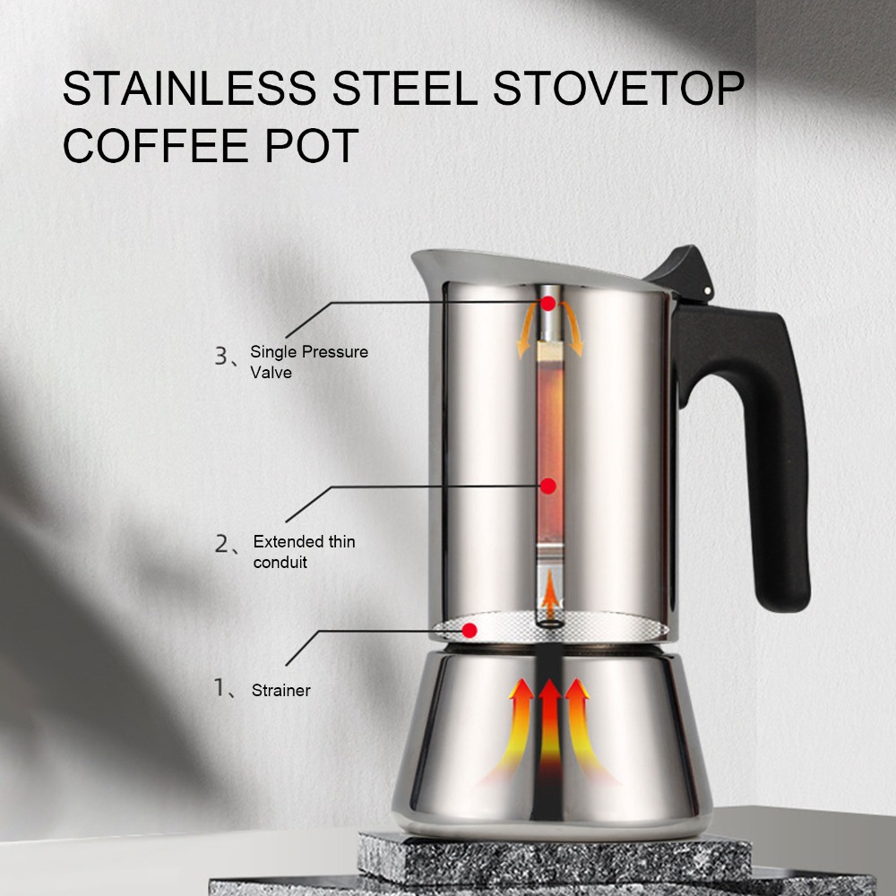 Stainless Steel Moka Pot Large - огляд і ціна Coffee Equipment Wholesale